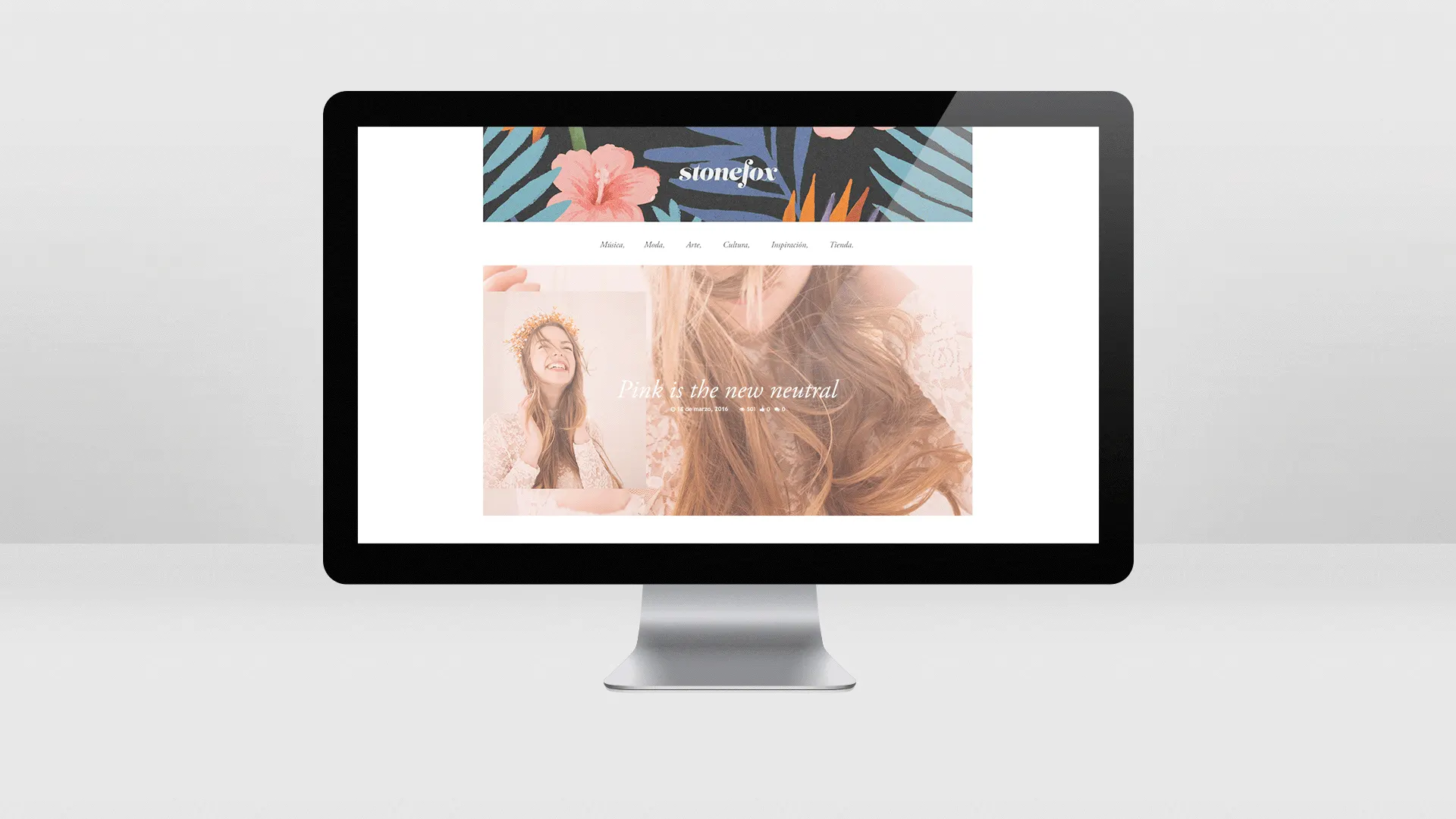 branding, web design, soft pink, flower pattern, cute, foil, homepage, eye catcher